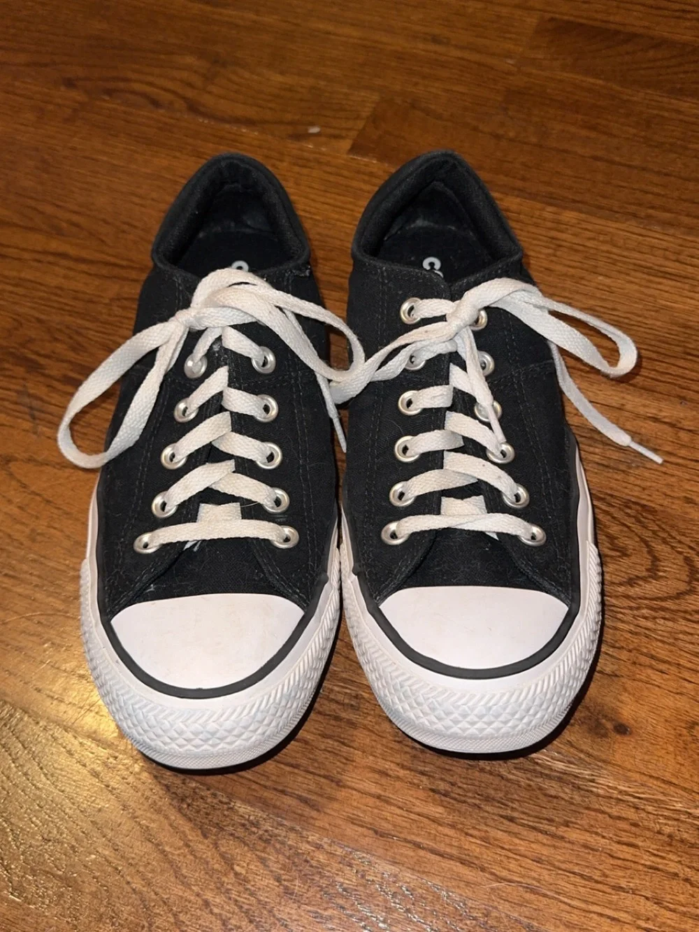 Converse Classic Black Canvas Low-Top Sneakers with White Toe
